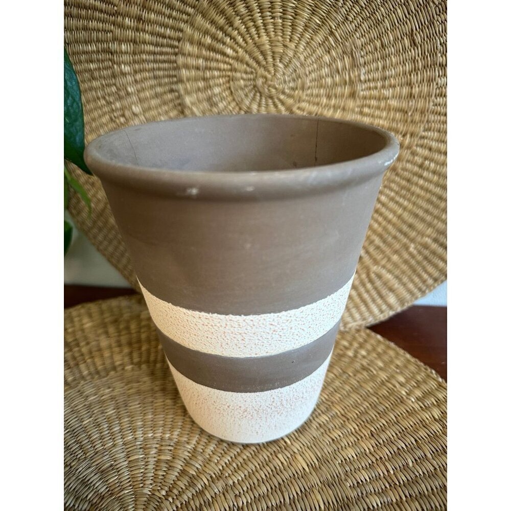 Bloom ceramics black, and white striped garden pot - Picture 2 of 11